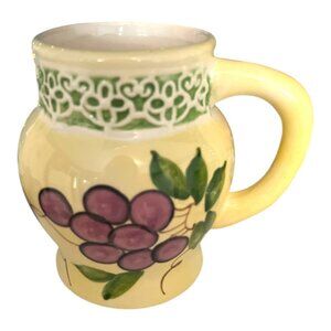 Vintage Alco Ceramic Mug – Grapes & Green Band Design  80s-90s